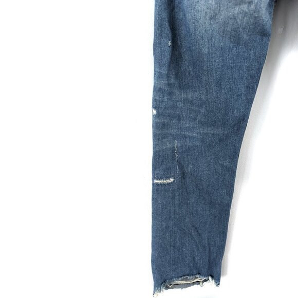 Armani Exchange Jeans Straight Leg Blue Denim Destroyed Ripped Raw Hem Cotton - Picture 6 of 13